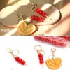 Cute Funny Keychains Creative Simulation Food Sugar Cookie Biscuit Pendant Keyrings Women Girls Bags Charms Hanging Ornaments