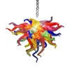 Forma de flor pingente de cristal iluminação arte colorido lustres vidro soprado luzes para sala estar iluminação moderna 277d