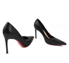 Red Bottoms Zapatos de vestir de diseñador de moda con tacones altos en punta, color negro mate, sexy, estilete plano de cuero, antideslizante para exteriores, 6cm, 8cm, 10cm