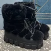 Luksusowe niszczenie apres-ski buty projektantki kobiety śniegowe buty śnieżne skórzane futra jesień i zimowe style platforma nylon gabardine apres-ski buts rozmiar 35-41