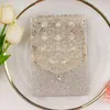 10x Rose Gold Silver Glitter Hollow Diamond Card Laser Cut Wedding Invitation Cards Greating Pocket Invite Party Birthday3110