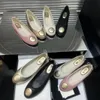 Zwarte ballet flats schoenen Street Style effen dames gewatteerde lederen slip op ballerina ronde neus dames luxe designer jurk schoenen maat 35-41