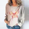 نساء القمصان النساء الأكمام الطويلة تي شيرت 3D الفراشات طباعة القطن القطن tshirt harajuku سيدة sweatshirt sweatshird كبيرة الحجم