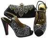 Robe chaussures belles femmes violettes pompes match sac à main ensemble avec strass africain et sac pour la fête FGT002