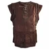 Men's Vests Fashion Gothic Bandage Pirate Renaissance Waistcoat Vintage Medieval Sleeveless Vest Coat Man Clothing