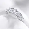 Wedding Rings Smyoue 18k Plated 3.6CT All Rings for Women 5 Stones Sparkling Diamond Wedding Band S925 Sterling Silver Jewelry GRA 231208