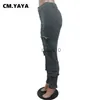 Jeans da donna CM.YAYA Moda multi tasca con cerniera frontale Fly Pencil Jeans per donna 2023 Street Autunno Inverno Pantaloni in denim Pantaloni J231211