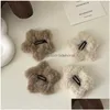 Other Fashion Accessories Lamb Wool Star Hair Clip Plush Pentagram Bb Snap Hairpin Barrettes Grip Winter Headwear Girls Y2K Accessorie Dhvt4