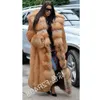 Fashion Long Hiver Hooded Faux Fur Coat lâche épaisse chaude plus taille artificielle veste femmes manches extérieures à manches extérieures