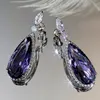 Dangle Earrings CAOSHI Charm Drop For Women Bright Purple Zirconia Delicate Exquisite Gift Vintage Style Pendant Accessories Party