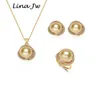 South Sea Shell Pearl Gold Jewelry for Women Set Halsbandörhängen Ring med Zircon Party Birthday Wedding Present 2207027045967