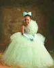 Mint Crystals Flower Girl Dresses Ball Gown Tulle Beaded Vintage Little Girl Peageant Birthday Christening Dress Gowns