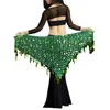 Skirts Triangle Hip Scarf For Belly Dance Shine Sequin Hollow Out Mesh Wrap Skirt Waist Chain Women