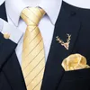 蝶ネクタイ卸売頑丈なチェックフローラルライト黄色のシャンパンゴールドメンズセットネクタイポケットスクエアシルクジャクアード織り