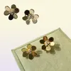 Stud High Finish Rose Gold Three Leaf Clover Flover Flowers Six Boucles d'oreilles de pétale pour femmes Bouangtes d'oreilles bijoux élégant Lock 16cm68806168297971