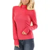 Women's Sweaters Casual Solid Long Sleeve Fitted Turtleneck Sweater Top Women Cotton Tops Short Shirt