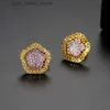 Stud FXLRY New creative fashion white /gold color inlay zircon ladies Geometric flower earrings jewelry YQ231211