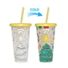 Tumblers Color-changing Coffee Cup Christmas Tumbler With Magical Color Changing Lid Straw For Ice Drinks 710ml Food-grade