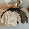 Casacos de inverno primavera estilo coreano bebê meninos meninas tricô cardigan manga comprida cor sólida casual solto suéter casaco crianças roupas