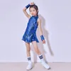 Set di abbigliamento 5-12 anni Ragazze Paillettes Abito da cheerleader con calzini Jazz Modern Street Dance Costumi per spettacoli hip-hop