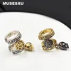 Stud Luxury Fashion Brand Skull Pendant Ear Clip Two Color Metal Hollow Unilateral Earrings For Women's Party Gifts 231208