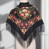 Bufandas Mujeres Mantón con flecos Estampado floral con flecos Elegante manta cálida Bufanda para ancianos de mediana edad Otoño Invierno