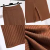 Skirts Xpqbb Vintage Split Black Pencil Skirts Female Spring Autumn Knitting Office Skirts Ladies Elegant High Waist Long Skirt 231211