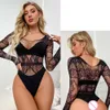 Kvinnor i ett stycke Set Fish Net Sexig transparent frestelse Bodycon Lingerie Erotic Mesh Hollow Perspective Bodysuit Sexig