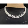 12mm Sterling Silver Hand Set Moissanite Diamond Studded Iced Out Cuban Link Chain Necklace för honom hennes hiphop