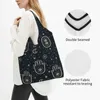 Shopping Bags Reusable Hamsa Hand Bag Women Tote Portable Amulet Sun Moon Grocery Shopper