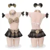 Uniforme érotique petit ours, Costumes Cosplay, soutien-gorge d'étudiant, jupe plissée, tenue de Lingerie, ensemble de jeu de Couple sexy