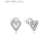 Stud Sparkling Freehand Heart Stud Earrings 925 Sterling Silver Jewelry for Woman Make Up Fashion Female Earrings Party Jewelry YQ231211