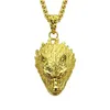 Tête de loup pendentif en or glacé Bling Bling cristal charme croix collier chaîne hommes rappeur Cuba collier Hip Hop bijoux 2635