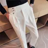 Costumes pour hommes Taille haute Hommes Costume Pantalon 2023 Style britannique Casual Robe Slim Fit Pantalon Formel Bureau Fête de mariage Pantalon Homme