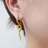 Hoop Earrings Stainless Steel 18K Gold Plated Tassel Snake For Women Girl Wedding Party Punk Jewelry Gift E2187