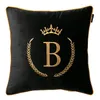 Pillow Case Diphylleia A Z Letter Embroidered Cover Luxury Black Velvet Cushion Living Room Sofa Office Car Home Gift 231211