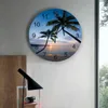 Wall Clocks Beach Sunset Ocean Scenery Silent Home Cafe Office Decor For Kitchen Art Large 25cm