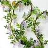 5PCS Długość 2m 78 7 cali Wysokie Sztuczne kwiaty Wisteria Flower Vine Rattan Dekoracyjne jedwabne kwiaty domowe ślub 3394