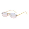 8115 Star Style Elegant Diamond Set Oval Male Letter "F" Frameless Sunglasses Female