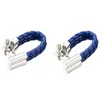 Gemelos de cadena de cuero azul, Gemelos saludables, puños tejidos, botón, Gemelos, joyería para hombres, 5 pares, caída 262M