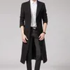 Giacche da uomo Giacca a vento lunga da uomo Nera Giacca di lana autunno inverno Corea Moda Slim Business Cappotto maschile Elegante trench classico 231211