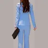 レディースツーピースパンツlnsozkdgブルー女性スーツ2ピースビジネスオフィスブレザージャケットパンツカスタムメイド女性フォーマルワークウェアセット