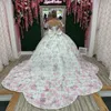 Sexy chérie 15 robes de Quinceanera dentelle perles fleur hors de l'épaule robes de soirée robe de soirée bouffante robe de bal
