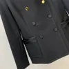 Damenanzug im Frühherbst, neue helle Linie, zweireihig, langärmelig, Revers, Slim-Fit, Retro-Stil, einfarbig, Anzugjacke