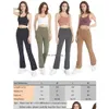 Trajes de catsuit Moda Yoga Ropa Groove Fitness Gym Mujeres Pantalones Elásticos Pierna ancha Flare Leggings Cintura alta Cintura delgada Pantalón de verano Gi Dhljq