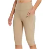 Pantaloni attivi in cotone Yoga per donna Petite pantaloncini corti a vita alta con tasche 3