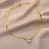 Chaînes Collier en acier inoxydable Blanc Zircon Coeur Pendentif pour femme Y2K Vintage 2023 Bijoux de Noël Cadeau Drop