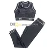 Mulheres yoga colete sexy recortado t camisa cintura elástica calças esportivas letras webbing treino estilo casual sportwear