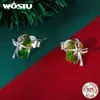 Stud Wostu Gingerbread Man Ear Stud 925 Sterling Silver Christmas Gift Box Trains for Women Christmas Party Jewelry Gift FIE1656 YQ231211