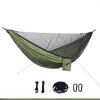Lägermöbler 1-2 Person Portable Outdoor Camping Hammock med Myggnät Högstyrka Parachute Tyg Hängande säng Jakt